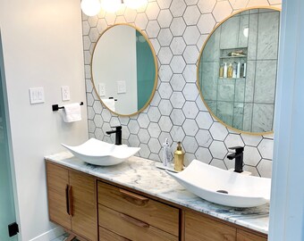Mid Century Style 6' Bathroom Vanity Cabinet in Walnut - Angled Leg Base -  Free Shipping!