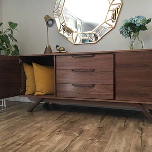 72 Mid Century Credenza/TV Console 2 Doors, 3 Drawers Customize to Your Unique Style image 1