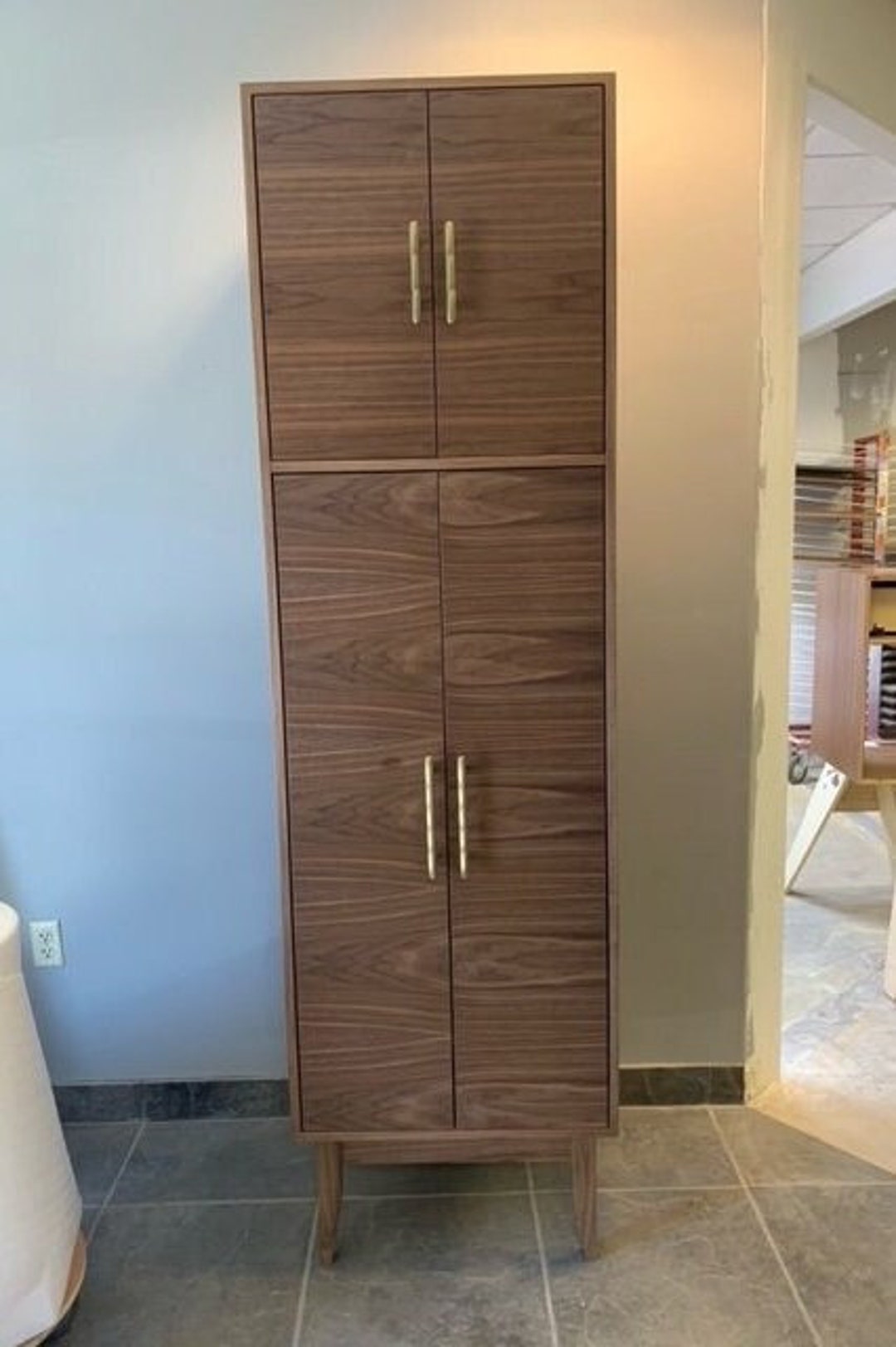 24 Mid Century Bathroom Linen Cabinet 4 Doors Customize to Your Unique ...