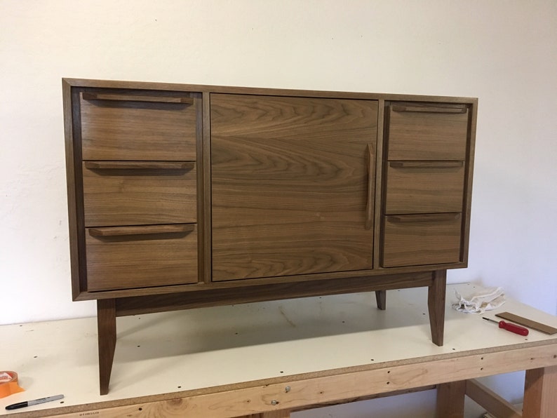 48 Mid Century Style Bathroom Vanity in Walnut Etsy