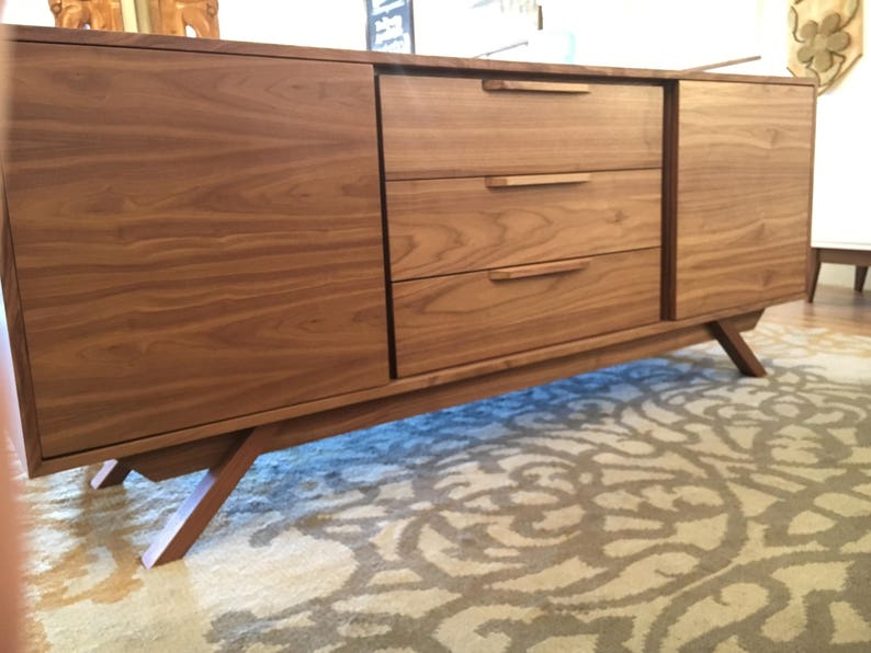 72 Mid Century Credenza/TV Console 2 Doors, 3 Drawers Customize to Your Unique Style image 4