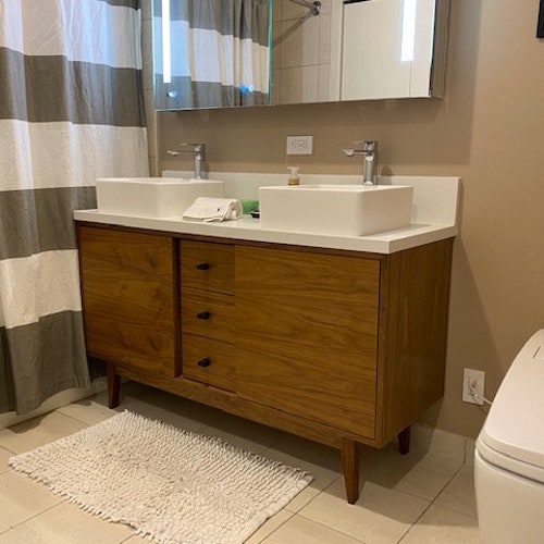 48 Mid Century Style Bathroom Vanity Cabinet in Mahogany - Etsy