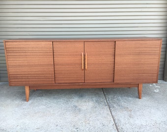 NEW Hand Built Mid Century Inspired Buffet / Credenza. Mahogany four door with straight leg base ~ FREE SHIPPING!