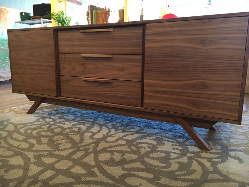 72 Mid Century Credenza/TV Console 2 Doors, 3 Drawers Customize to Your Unique Style image 2