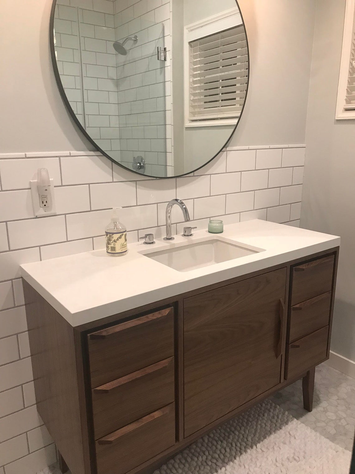 48 Mid Century Style Bathroom Vanity Cabinet in Walnut | Etsy