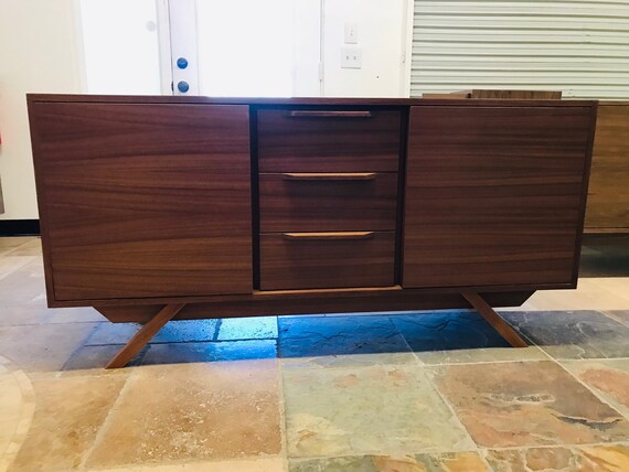 New Hand Built Mid Century Style Buffet Credenza Tv Stand Etsy