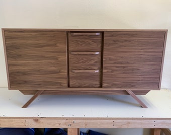 NEW Hand Built Mid Century Style 54" Wide Buffet / Credenza / Liquor Cabinet - Free Shipping!