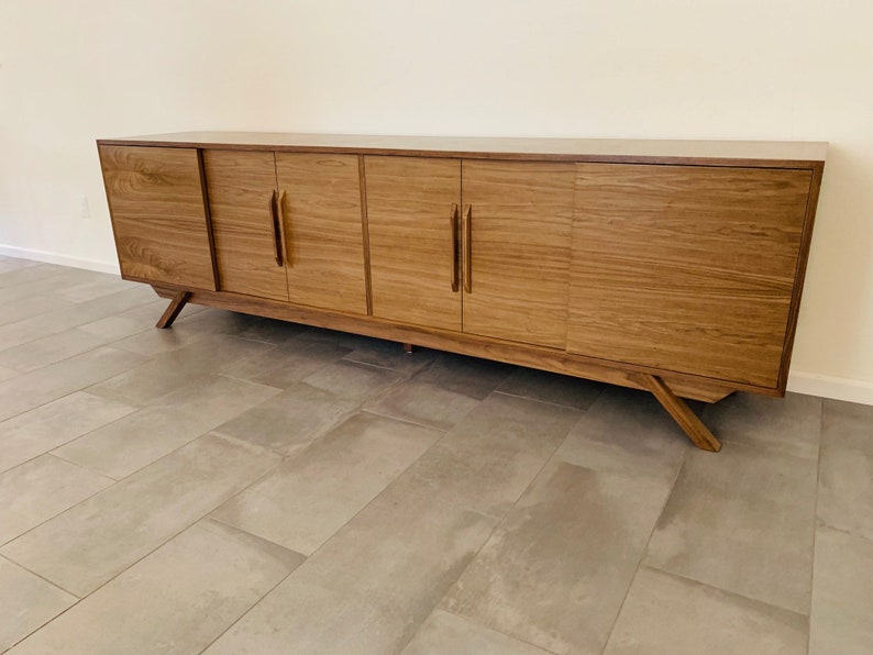 96 TV Console/ Credenza/ Buffet Mid-Century Style in Walnut image 2