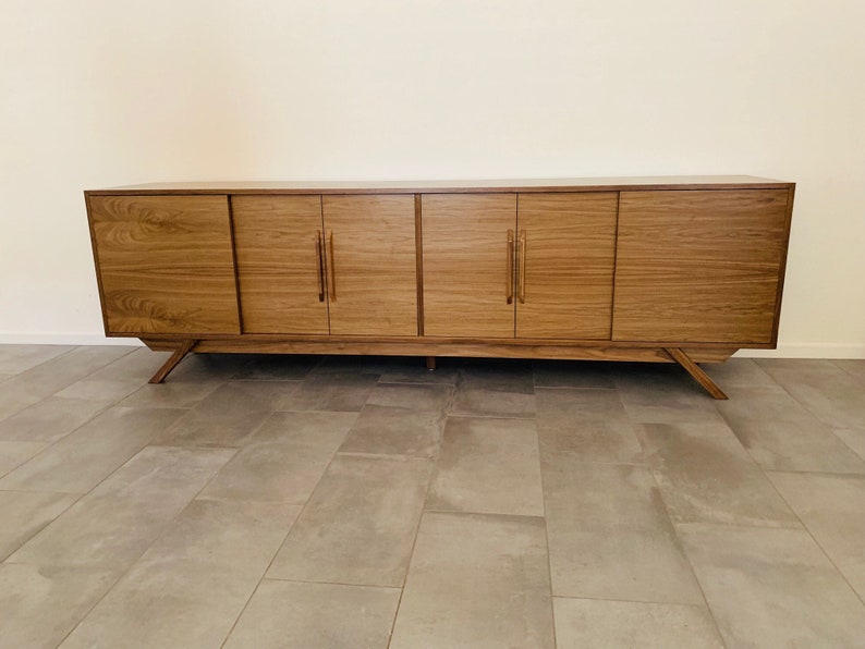 96 TV Console/ Credenza/ Buffet Mid-Century Style in Walnut image 1