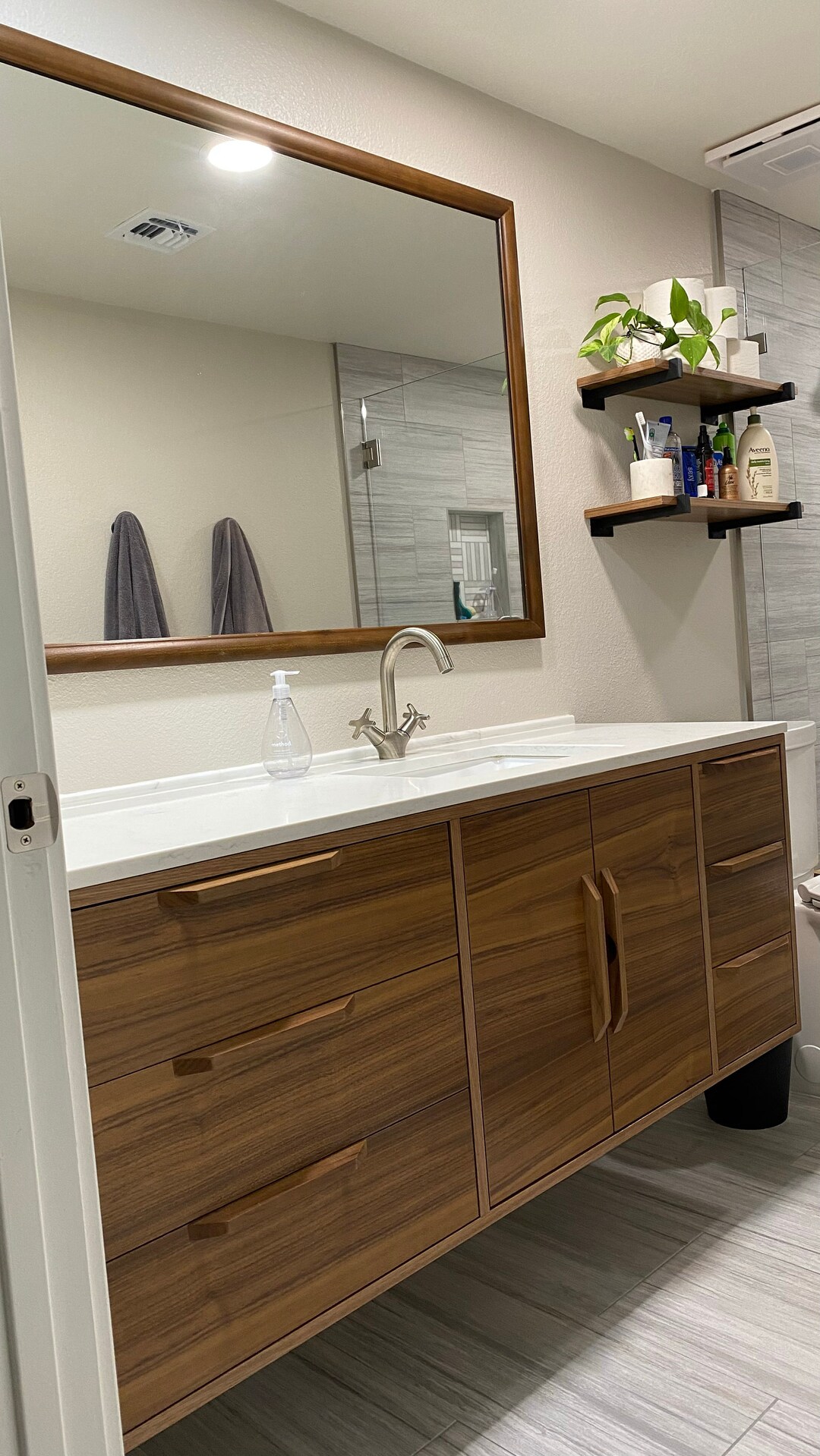 Bathroom Vanity Floating Mid Century Style 60 Etsy