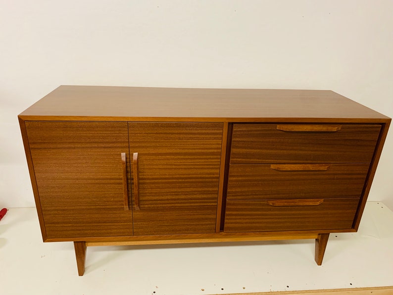 52 Mid Century Bathroom Vanity Cabinet Left Offset Single Sink, 2 Doors, 3 Drawers Customize to Your Unique Style image 4