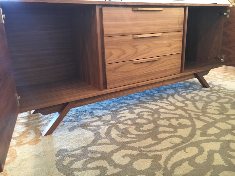 72 Mid Century Credenza/TV Console 2 Doors, 3 Drawers Customize to Your Unique Style image 3