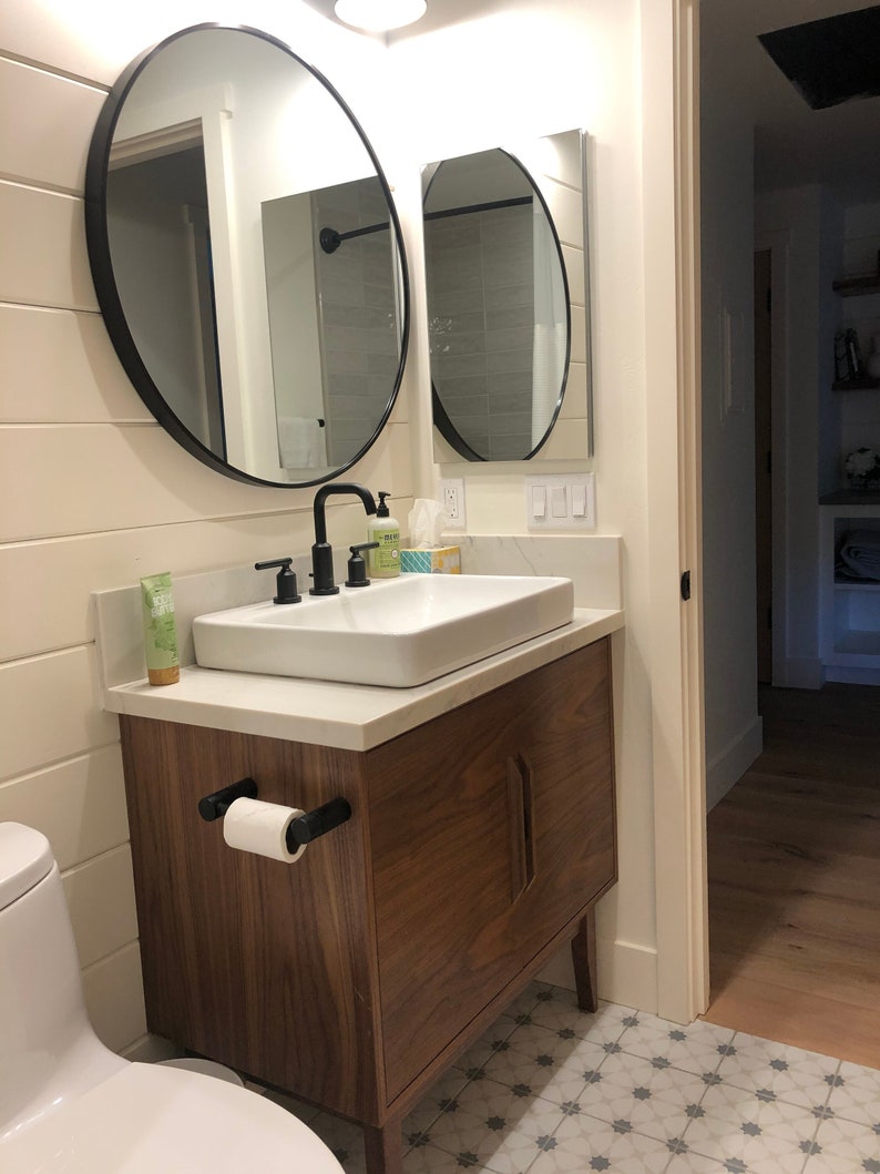 36 Mid Century Bathroom Vanity Cabinet Single Sink, 2 Door, No Drawer Customize to Your Unique Style For New Home Build or Remodel image 3