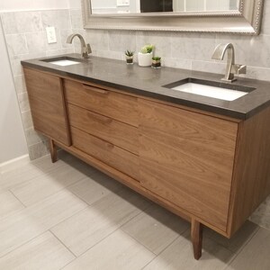 72 Mid Century Bathroom Vanity Cabinet Dual Sink, 2 Doors, 3 Drawers Customize to Your Unique Style For New Home Build or Remodel image 2