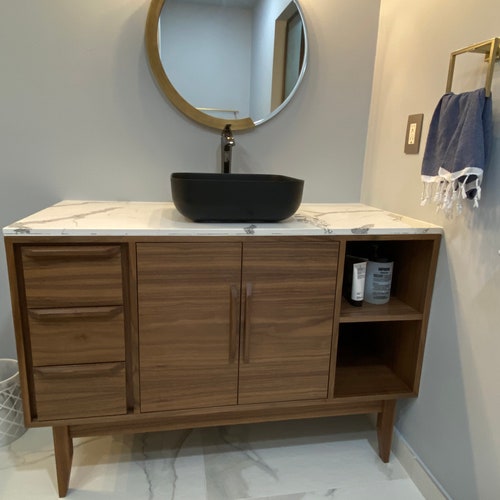 NEW Hand Built Mid Century Style Bathroom Vanity Cabinet | Etsy