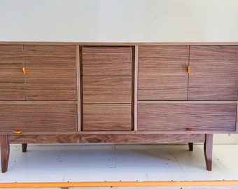 65" Credenza/TV Console - Mid Century Style in Walnut