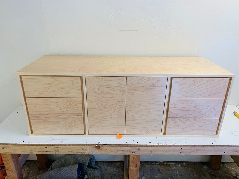 NEW Hand Built Mid Century Inspired Floating Buffet / Credenza in Maple wood Free Shipping image 2