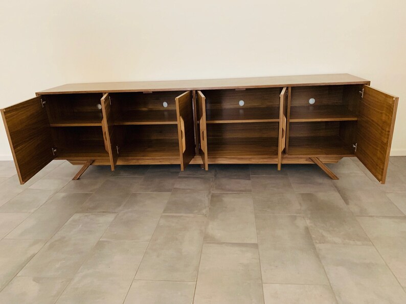 96 TV Console/ Credenza/ Buffet Mid-Century Style in Walnut image 3