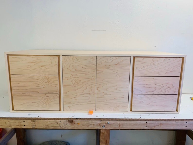 NEW Hand Built Mid Century Inspired Floating Buffet / Credenza in Maple wood Free Shipping image 1