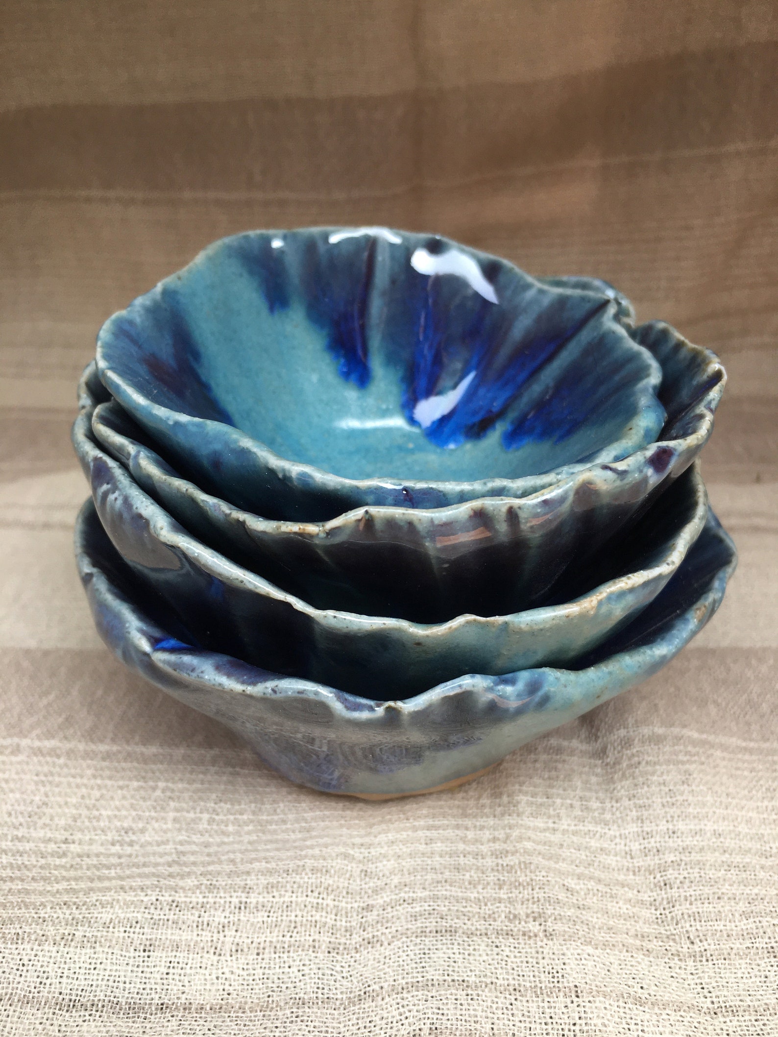 Ceramic Bowl set Set of 4 Pottery Bowls Unique Bowls Etsy