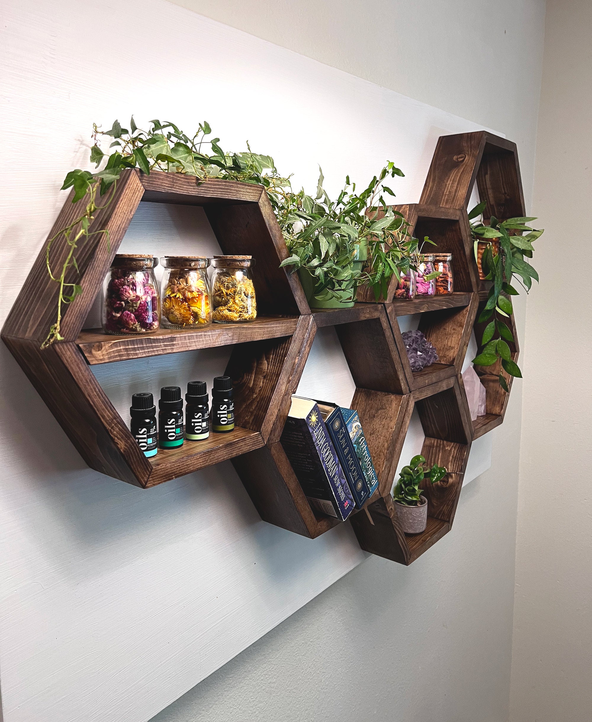 Set of 6 Hexagon Shelves Floating Shelf Honeycomb Shelf Crystal