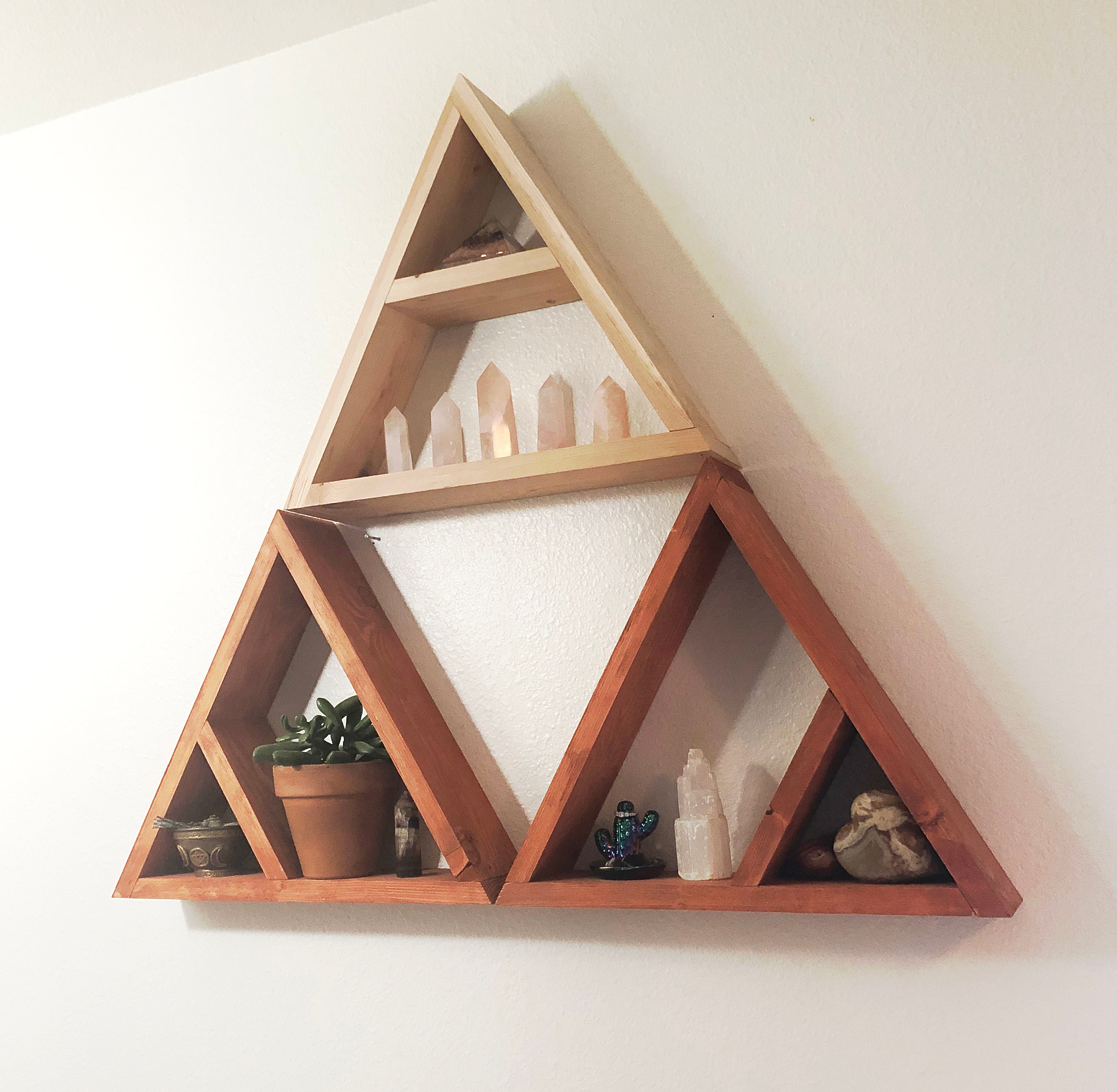 Set of 3 Triangle Shelves / Large for Crystals Triangle Shelf