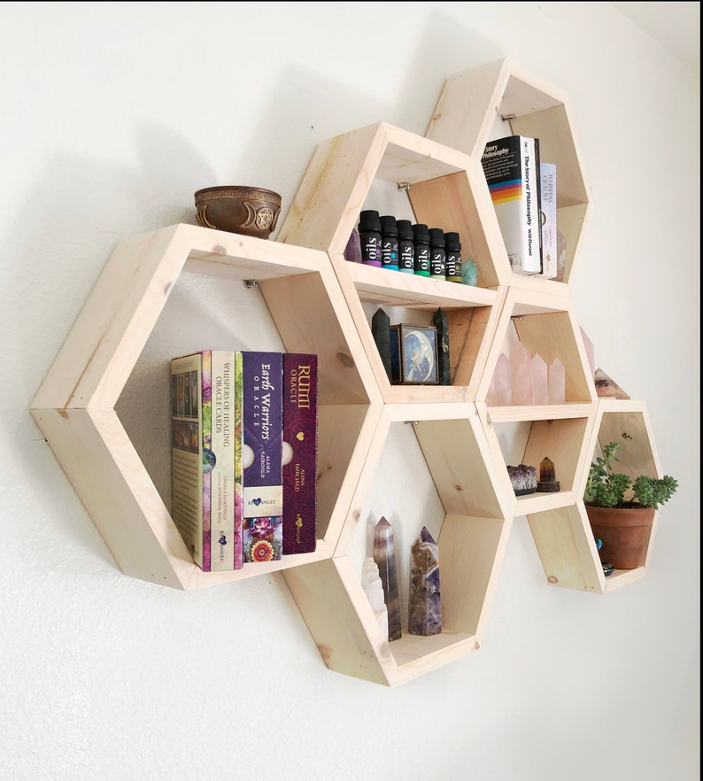 Large Set of Six Hexagon Shelves on Wall Beehive Bee Etsy