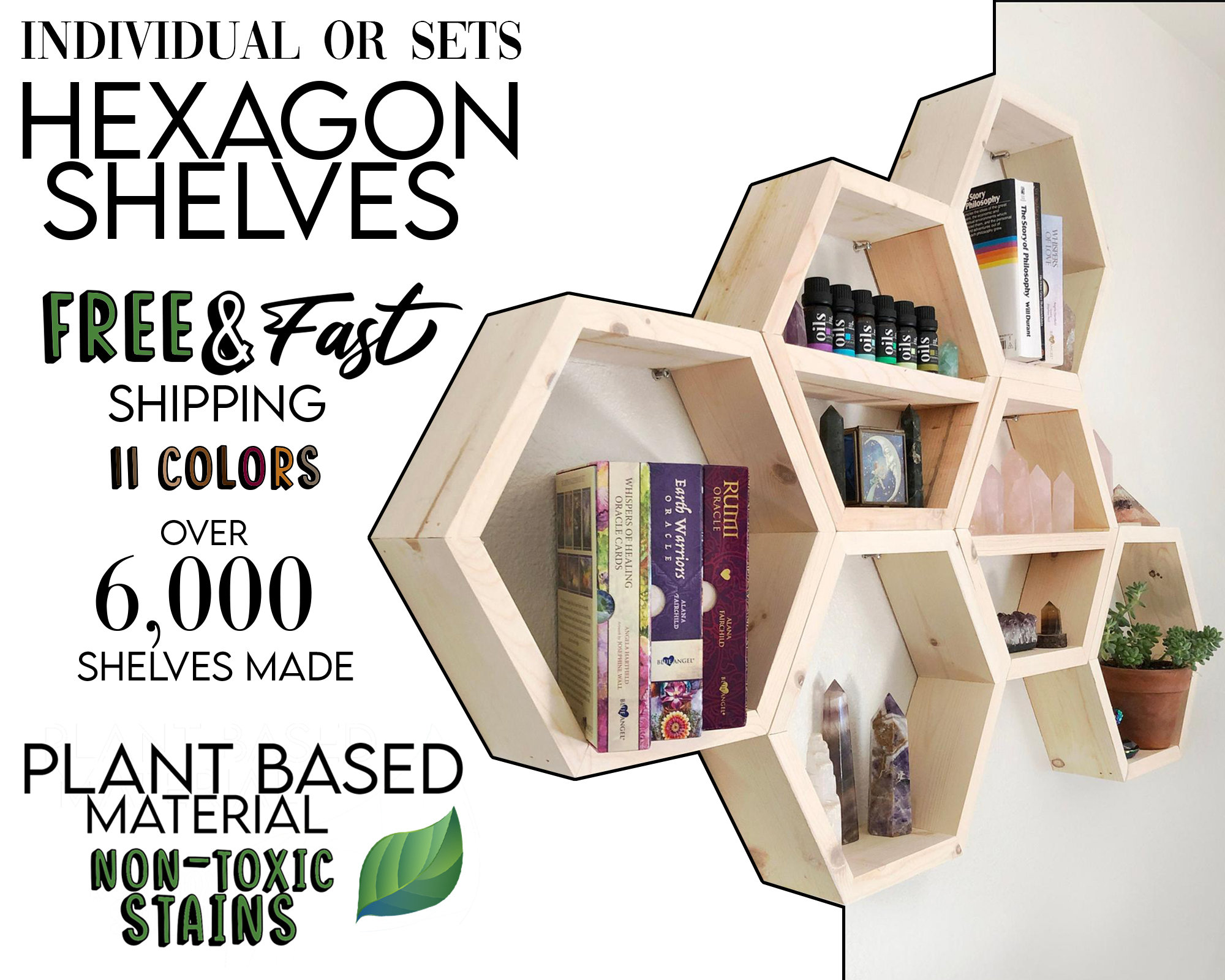 Hexagon Shelves Set Hexagon Shelves 4 8 White Black Set of 6 5 Etsy UK