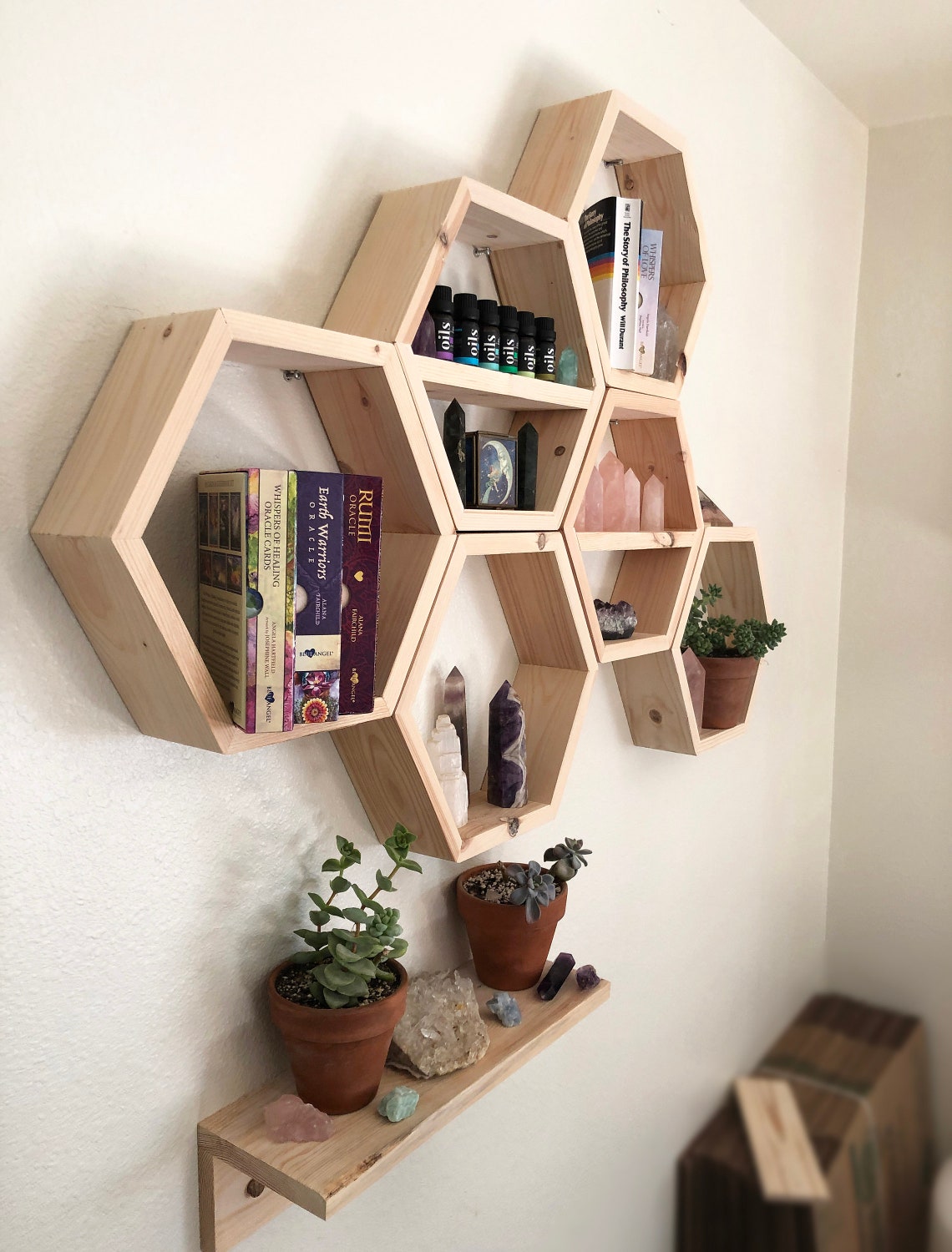 Special Set of 10 Hexagon Shelves on Wall Beehive Bee Etsy