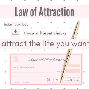 Bank of Manifestation Checks for Law of Attraction Board
