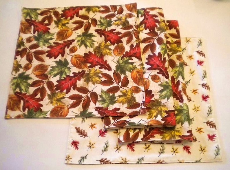 Autumn Leaves Cloth Napkins Reversible Reusable Dinner or Etsy