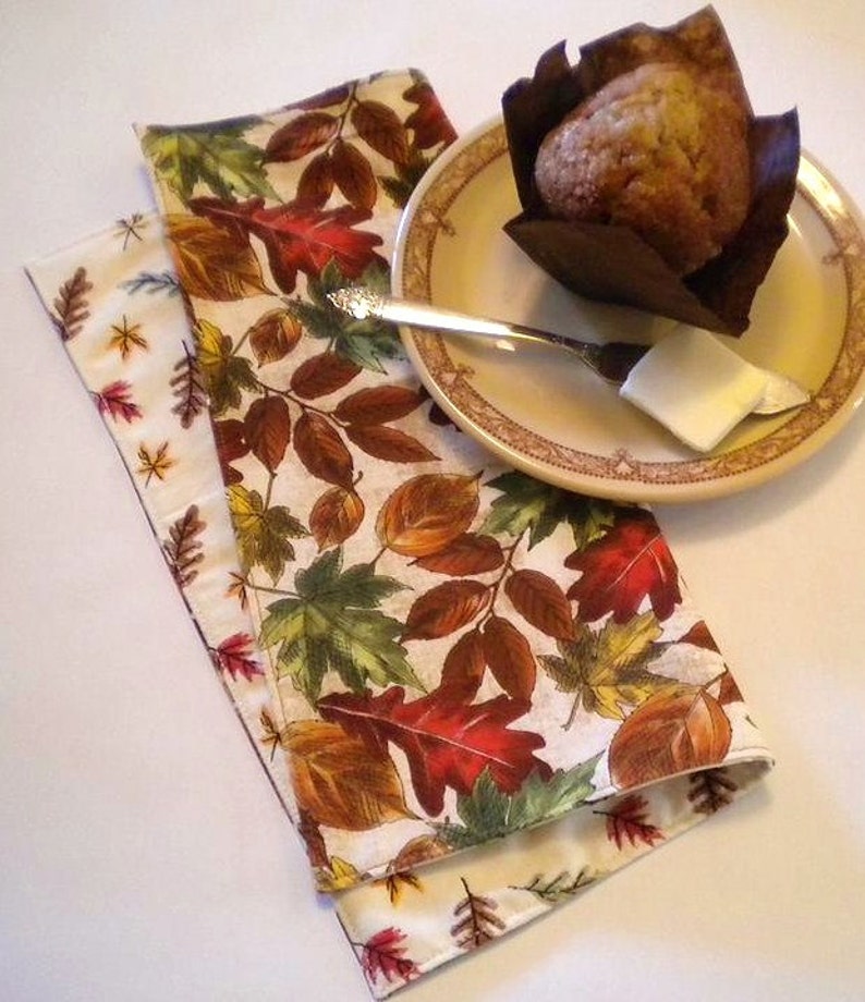 Autumn Leaves Cloth Napkins Reversible Reusable Dinner or Etsy