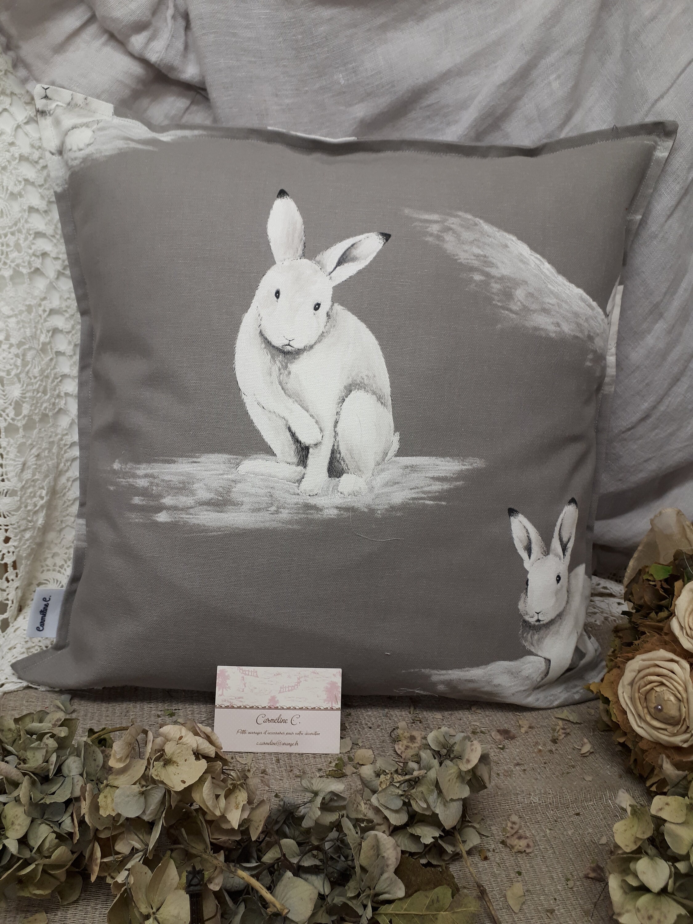 Housse Coussin Motif Lapin