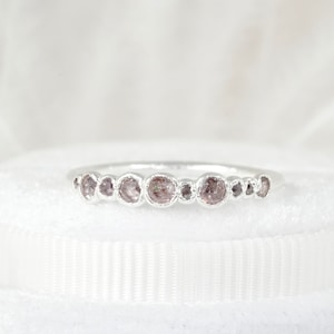 Bubble Ring met roze diamant Puur zilveren diamanten trouwring Alternatieve trouwring