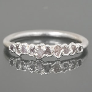 Raw Pink Diamond Ring 999 Pure Fine Silver Raw Diamond Wedding Band Rose Diamond Ring Raw Pink Diamond Jewellery image 7