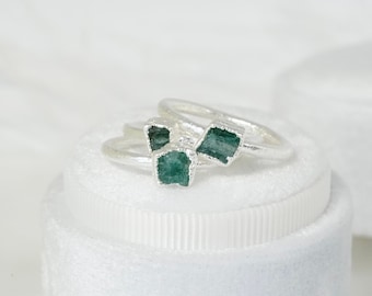 READY to SHIP. Pure Silver Electroformed Emerald Ring