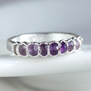 Ombre Amethyst Ring. Shaded Crystal Ring Amethyst Wedding Band February Birthstone Jewellery Electroformed Silver Amethyst Ring image 2