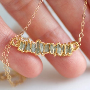 Raw Kyanite Bar Necklace Green Crystal Necklace Natural Kyanite Jewellery Raw Stone Necklace Rough Kyanite Bar Necklace 999 Silver
