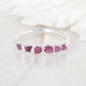 Raw Ruby Ring Natural Pink Crystal Ring Genuine Ruby Wedding Ring Pure Silver Wedding Ring