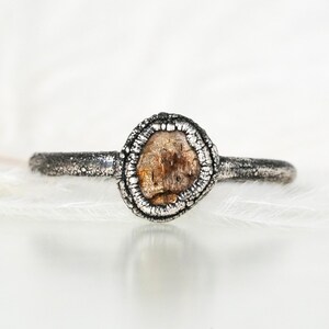 Diamond Slice Ring Brown Galaxy Diamond Ring Alternative Engagement Band 999 Silver Unique Promise Ring Salt and Pepper Diamond Jewellery image 4