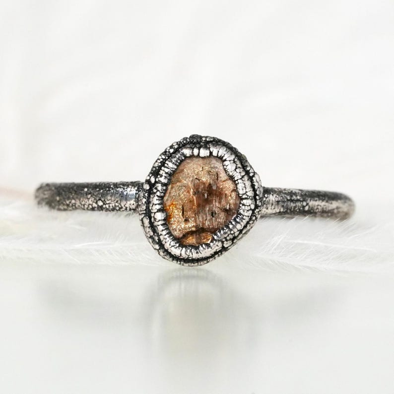 Diamond Slice Ring Brown Galaxy Diamond Ring Alternative Engagement Band 999 Silver Unique Promise Ring Salt and Pepper Diamond Jewellery image 4