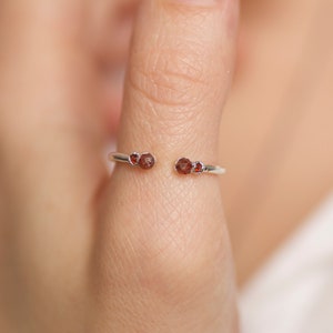 Adjustable Red Garnet Ring 999 Pure Fine Silver Natural Bubble Pebble Garnet Ring Silver Garnet Jewellery Garnet Wedding Ring