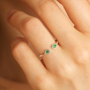 999 Pure Fine Silver Natural Pear Emerald Thumb Ring Emerald Ring Silver Emerald Ring Silver Emerald Band Ring Emerald Wedding Ring