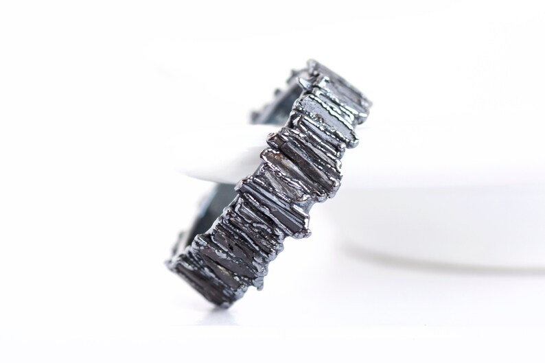 999 Pure Fine Silver Black Kyanite Band Ring. Kyanite Ring. Etsy