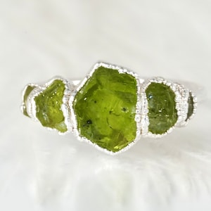 999 Pure Fine Silver Rough Raw Peridot Alternative Engagement Ring Raw Crystal Ring Raw Peridot Engagement Ring Raw Raw Peridot Jewellery