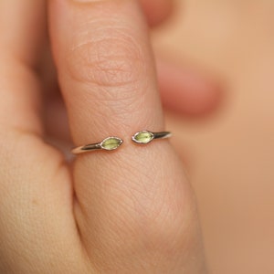 Marquise Peridot Ring. Open Front Peridot Ring. Adjustable Peridot Ring. Peridot Ring Guard. Peridot Cuff Ring. 999 Pure Silver Peridot Ring image 2