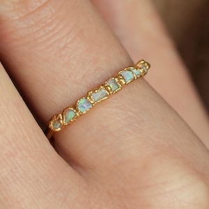 999 Pure Fine Silver Natural Raw Rough Australian Opal Band Ring Opal Ring Australian Opal Ring Raw Opal Ring Rough Opal Ring