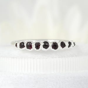 Raw Red Garnet Ring. Raw Red Garnet Band Red Garnet Wedding Ring Red Crystal Silver Ring Raw Garnet Jewellery January Birthstone Ring image 2