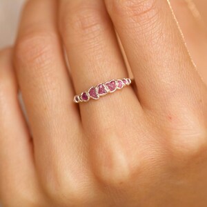 Pink Sapphire Ring. Raw Natural Sapphire Ring Pink Crystal Ring Sapphire Wedding Band Alternative Wedding Ring Coloured Stone Wedding Ring image 2