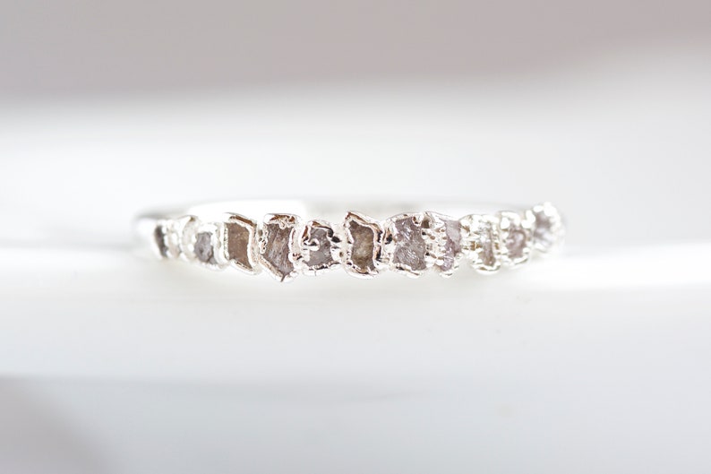 Raw Pink Diamond Ring 999 Pure Fine Silver Raw Diamond Wedding Band Rose Diamond Ring Raw Pink Diamond Jewellery image 4
